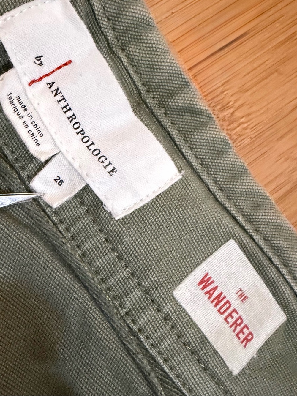 Anthropologie The Wanderer Green Button Front Utility Embellished Pants Size 26 - Picture 10 of 15
